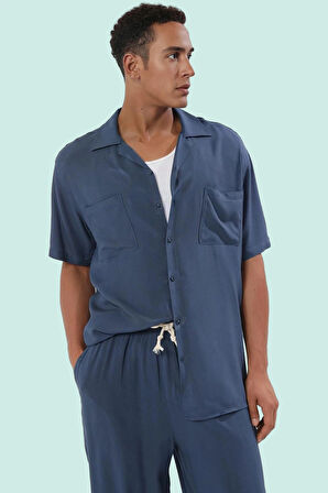 Erkek Cool & Comfort Dokuma Viskoz Gömlek Kısa Kol Regular Fit Yaz Günlük Kullanım Hafta Sonu