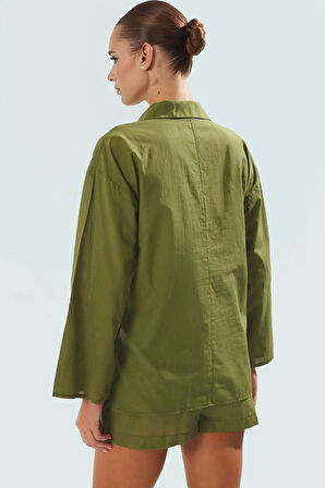 Pamuk Dokuma Leopar Desenli Oversize Yazlık Gömlek Şort Takım Plaj Kombin Mükemmel Uyum