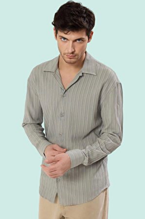 Erkek Regular Fit Gömlek Apaş Yaka Dokulu Kumaş Uzun Kollu Casual Stil Yaz Aylarının Vazgeçilmezi