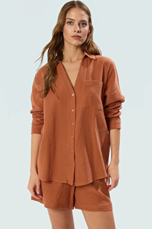 Rahat Kesim Yazlık Kadın Takımı; Pamuk Kumaş Cep Detaylı Özel Tasarım Trend