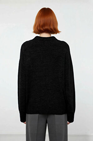 Kadın Düşük Kol Oversize Triko Kazak Bisiklet Yaka Yumuşak Dokulu Basic Kış Kombinleri İçin İdeal