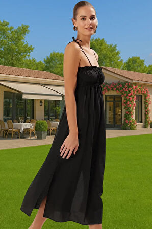 Rahat Yazlık Kadın Elbise Poplin Kumaş Midi Boy Uzun Ömürlü Şık Görünüm Seçkin Malzeme