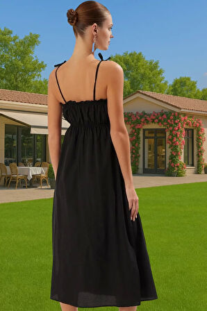 Rahat Yazlık Kadın Elbise Poplin Kumaş Midi Boy Uzun Ömürlü Şık Görünüm Seçkin Malzeme