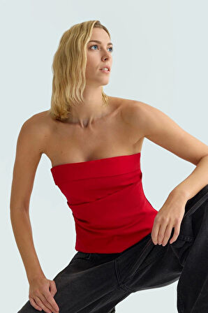 Basic Straplez Bluz %88 Polyester %12 Elastan Renk Yazlık Günlük Kullanım İçin