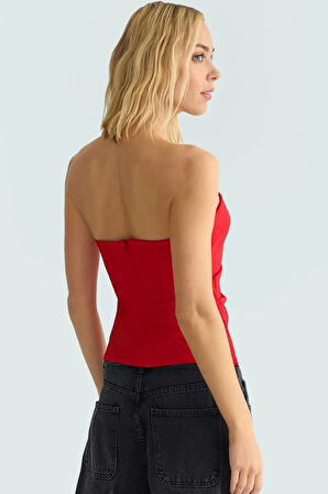 Basic Straplez Bluz %88 Polyester %12 Elastan Renk Yazlık Günlük Kullanım İçin