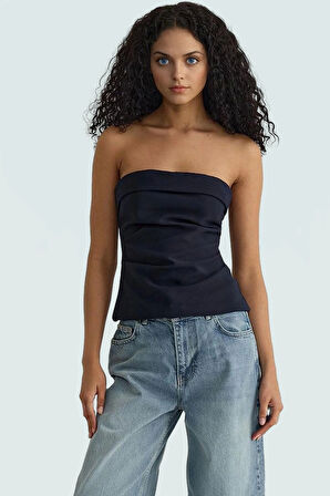 Basic Straplez Bluz %88 Polyester %12 Elastan Renk Yazlık Günlük Kullanım İçin