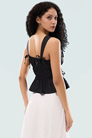 Rahat Kalıp Bluz Pamuklu Dacron Kumaş Kare Yaka Kolsuz Yazlık Uzun Ömürlü Mükemmel Uyum