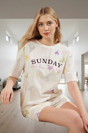 Kalpli Desenli Pamuk Pijama Takımı Yaz İçin İdeal Rahatlık Zarifane Tasarım Modern Stil