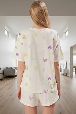 Kalpli Desenli Pamuk Pijama Takımı Yaz İçin İdeal Rahatlık Zarifane Tasarım Modern Stil