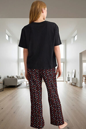 Kalpli Homewear Pijama Takımı %100 Pamuk 2'li Set Uzun Ömürlü Rahat Kullanım Özenle Seçilmiş