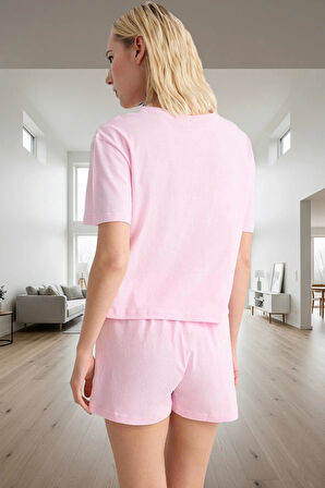 Yazlık Homewear Rahat Pijama Takımı Ayıcıklı Desen %100 Pamuk Profesyonel Görünüm