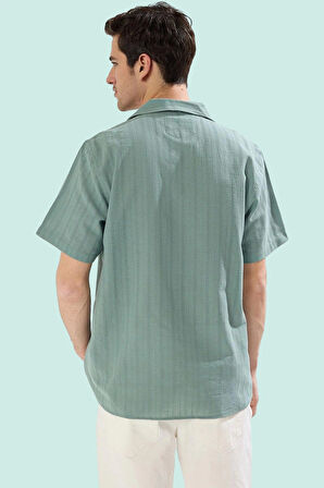 Erkek Dokuma Kisa Kollu Gömlek Basic Siluet Pamuk Yazlık Günlük Kullanım Dayanıklı Malzeme