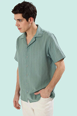 Erkek Dokuma Kisa Kollu Gömlek Basic Siluet Pamuk Yazlık Günlük Kullanım Dayanıklı Malzeme