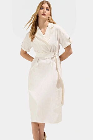 Rahat ve Şık Midi Elbise Dokuma Kumaş A Kesim Yazlık Kullanım