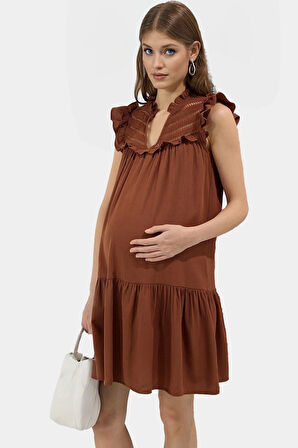 Şık Nakış Detaylı Viskoz Mini Elbise Düz Kesim Rahat Yazlık Model Mükemmel Uyum Görünüm