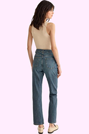 Kadın Pamuk Denim Jean Pantolon; Yüksek Bel Geniş Paça Günlük Stil Yaz Aylarının Vazgeçilmezi