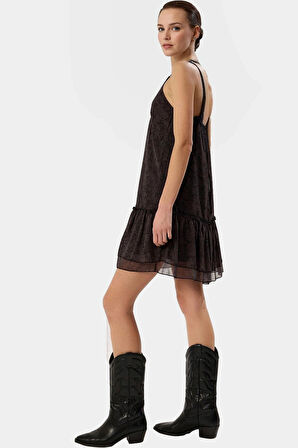 Yazlık Mini Elbise 90cm Dokuma Şifon Kumaş Kolsuz Shift Kalıp Polyester Trend Tasarım