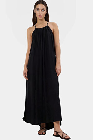 Yazlık Giy Çık Elbise Şık Kare Yaka Maxi  Viskoz Dayanıklı Malzeme Trend Tasarım