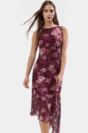 Örme Midi Elbise Bodycon Kesim Asimetrik Etek Fırfırlı Detay Yüksek Kalite Dayanıklı Malzeme