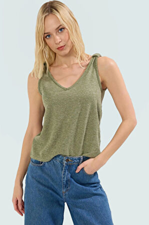 V Yaka Bluz Keten Kumaş Polyester Karışımı Yazlık Seçkin Malzeme Premium Kalite