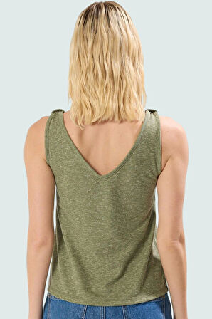 V Yaka Bluz Keten Kumaş Polyester Karışımı Yazlık Seçkin Malzeme Premium Kalite