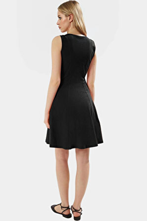 Feminen Skater Mini Elbise Kolsuz  Pamuk Örme Kumaş Şık Görünüm Dayanıklı Malzeme