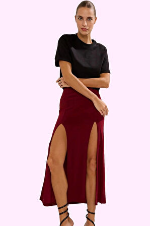 Kadın A line Yırtmaçlı Maxi Etek Örme Kumaş Rahat Günlük Stil Hafta Sonu Dayanıklı Malzeme