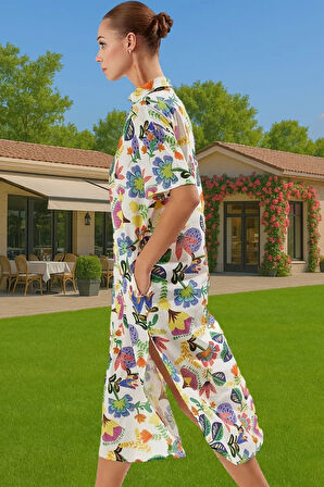 Şık Çiçekli Pamuk Vual Midi Elbise Yazlık Plaj Stilleri İçin Yüksek Kalite Konforlu Kesim