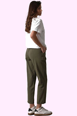 Kadın Yazlık Pamuk Gabardin Jogger Pantolon Düz Desen Dar Paça Günlük Kullanım Özel Günler