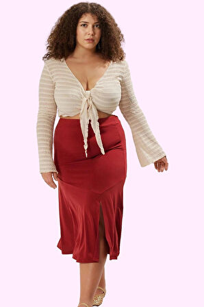 Kadın Örme Midi Etek; Renk Yüksek Bel A line Casual Stil Günlük Kullanım Dayanıklı Malzeme