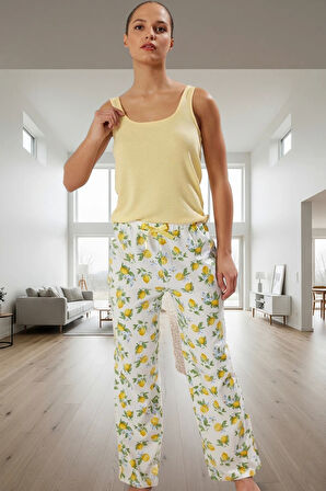 Limon Desenli Kaşkorse Pijama Takımı Rahat ve Şık Tasarım Uzun Ömürlü Premium Kalite