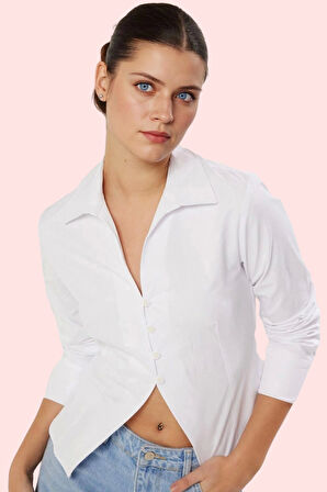 Kadın Uzun Kollu Gömlek Pamuk Poplin Kumaş Fitted Kalıp Günlük Stil Yaz Aylarının Vazgeçilmezi