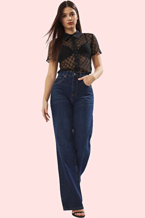 Kadın Yazlık Kısa Kollu Dantel Gömlek Regular Kalıp Yaka Trend Günlük Kullanım Özel Günler