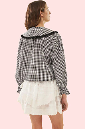 Kadın Kareli Gömlek Uzun Kollu Yaka Günlük Stil Kaliteli Malzeme Yaz Aylarının Vazgeçilmezi