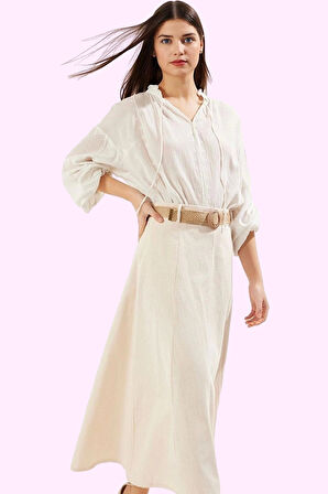 Kadın Günlük Maxi Etek Renk A line Pamuk Keten Dokuma Hafta Sonu Yaz Aylarının Vazgeçilmezi