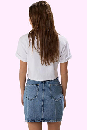 Kadın Pamuk Denim Mini Etek Renk Günlük Kullanım İçin Hafta Sonu Yaz Aylarının Vazgeçilmezi