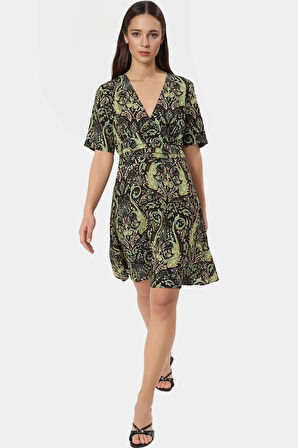 Yazlık Mini Elbise Dokuma Viskoz Kumaş A line Belden Özenle Seçilmiş Rahat Ve Şık