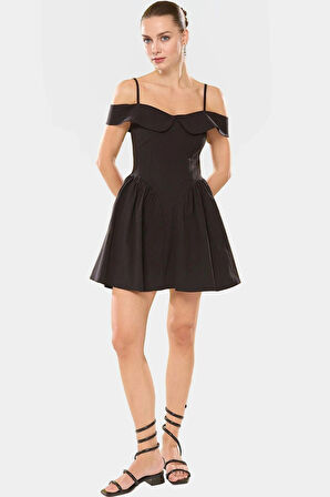 Dokuma Poliviskon Mini Elbise Şık Rahat Yazlık Belden Dayanıklı Malzeme Trend Tasarım