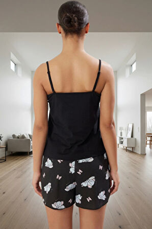 Fil Desenli Pamuk Örme Pijama Takımı Yaz İçin İdeal Konfor Günlük Kullanım