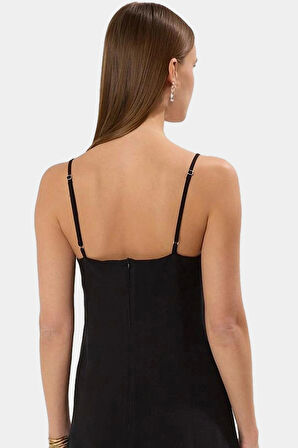 Yazlık Viskoz Mini Elbise Dokuma Kumaş V Yaka Düğmeli Shift Zarifane Tasarım Rahat Kullanım