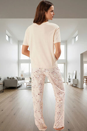 Örme Pamuklu Pijama Takımı Ayıcıklı Desenli Rahat Ev Giyim Seti Seçkin Malzeme Özel Tasarım