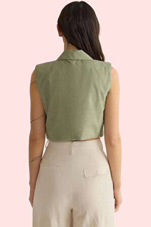 Kadın Yazlık Kolsuz Gömlek Pamuk Regular Kalıp Casual Nakışlı Günlük Kullanım Modern Tasarım