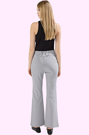 Kadın Scuba Krep Pantolon Yüksek Bel Geniş Paça Astarsız Rahat Günlük Şık Kaliteli Malzeme