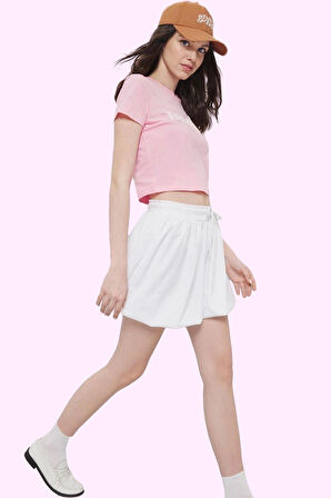 Kadın Paper Touch Örme Mini Etek Normal Bel Lastikli Renk Rahat Yaz Aylarının Vazgeçilmezi