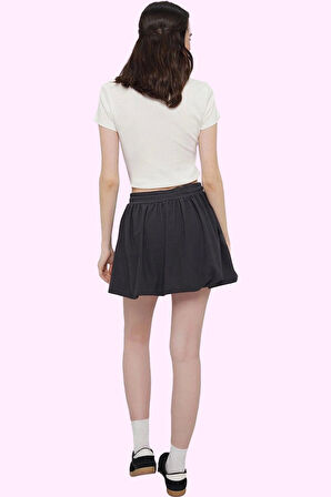 Kadın Paper Touch Örme Mini Etek Normal Bel Lastikli Renk Rahat Yaz Aylarının Vazgeçilmezi