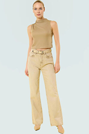 Yazlık Kolsuz Bluz Dik Yaka Fitted Kalıp Polyester Kaşkorse Özel Tasarım Günlük Kullanım İçin