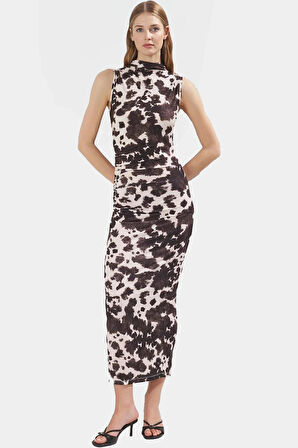 Şık Bodycon Maxi Elbise Polyester Elastan Karışımı Rahat Günlük Profesyonel Görünüm Konforlu Kesim