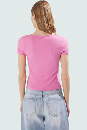 Regular Boy Likralı Penye Bluz Biyeli Detay Kalp Yaka Günlük Yüksek Kalite Uzun Ömürlü