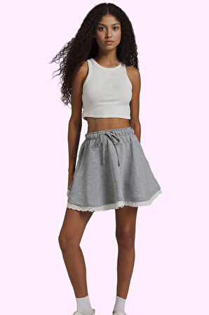 Kadın Mini Etek Örme Kumaş Rahat Skater Kalıp Yüksek Bel Günlük Stil Yaz Aylarının Vazgeçilmezi