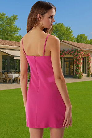 Feminen A Kesim Kısa Elbise Polyester Elastan Yazlık Gece Elbisesi Modern Stil Trend Tasarım